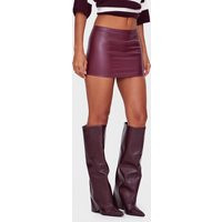 Burgundy Faux Leather Micro Mini Skirt | PrettyLittleThing US