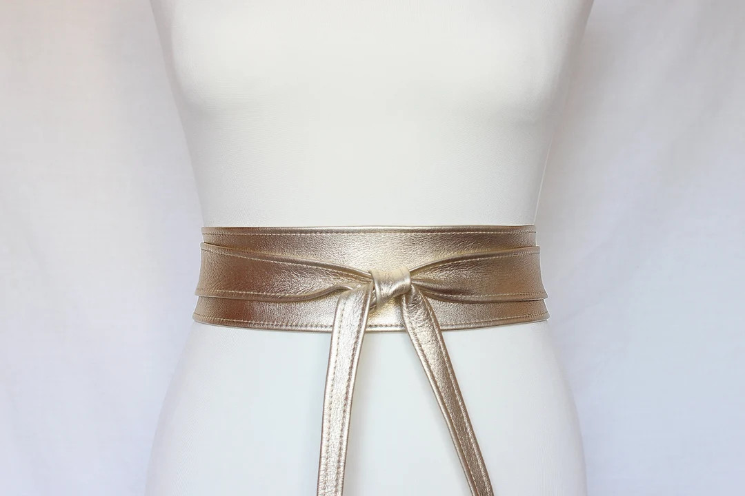 Women's Belt Obi Belt Light Gold Wedding Wrap Belt Waist Cincher Bridal Leather - Etsy | Etsy (US)