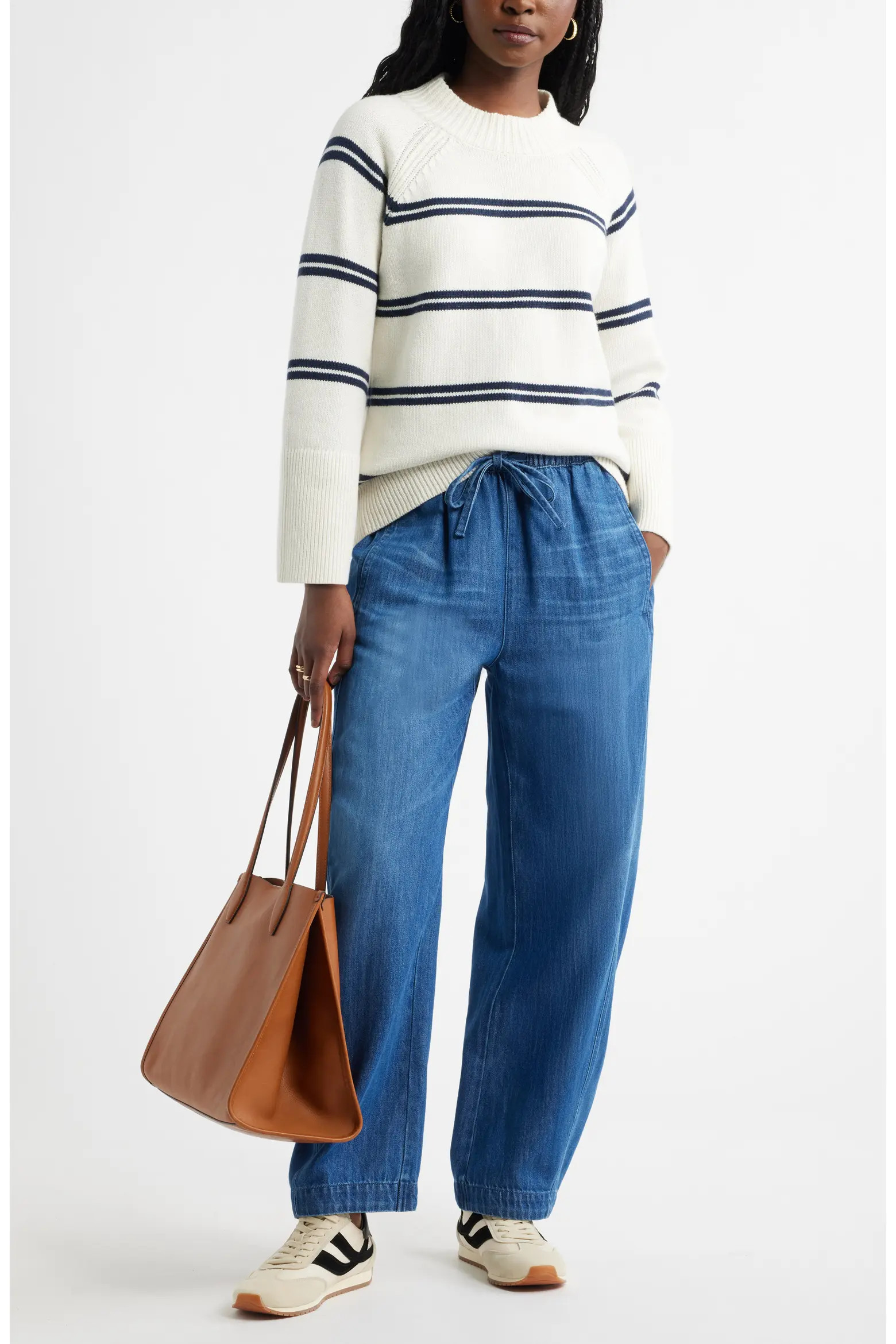 Bell Sleeve Mock Neck Merino Wool & Cotton Sweater (Women) | Nordstrom | Nordstrom