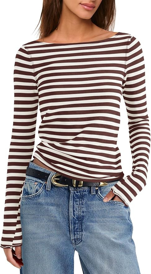 SENSERISE Womens Striped Long Sleeve Shirt | Amazon (US)