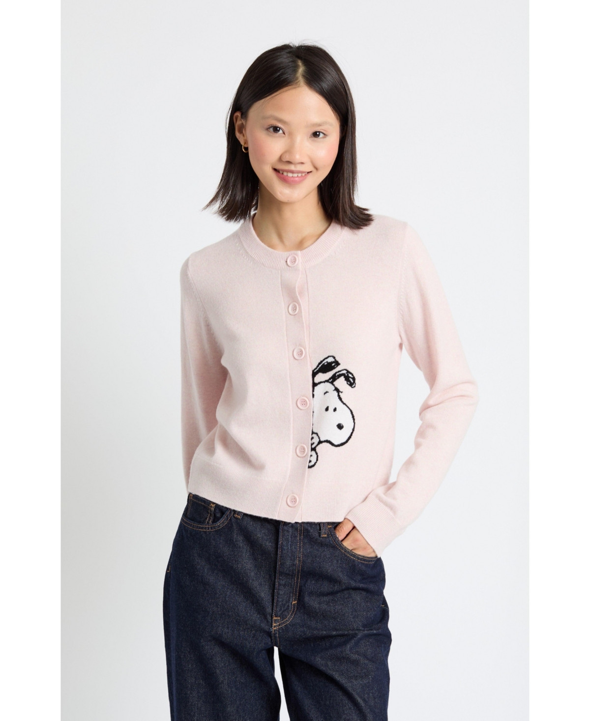 Chinti & Parker Women's Sneeky Snoopy Cardigan - Pink melange | Macy's