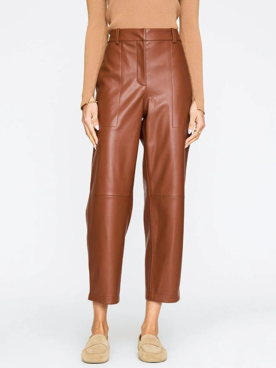 Women's Stone Vegan Leather Pant in Cognac | Brochu Walker | Brochu Walker