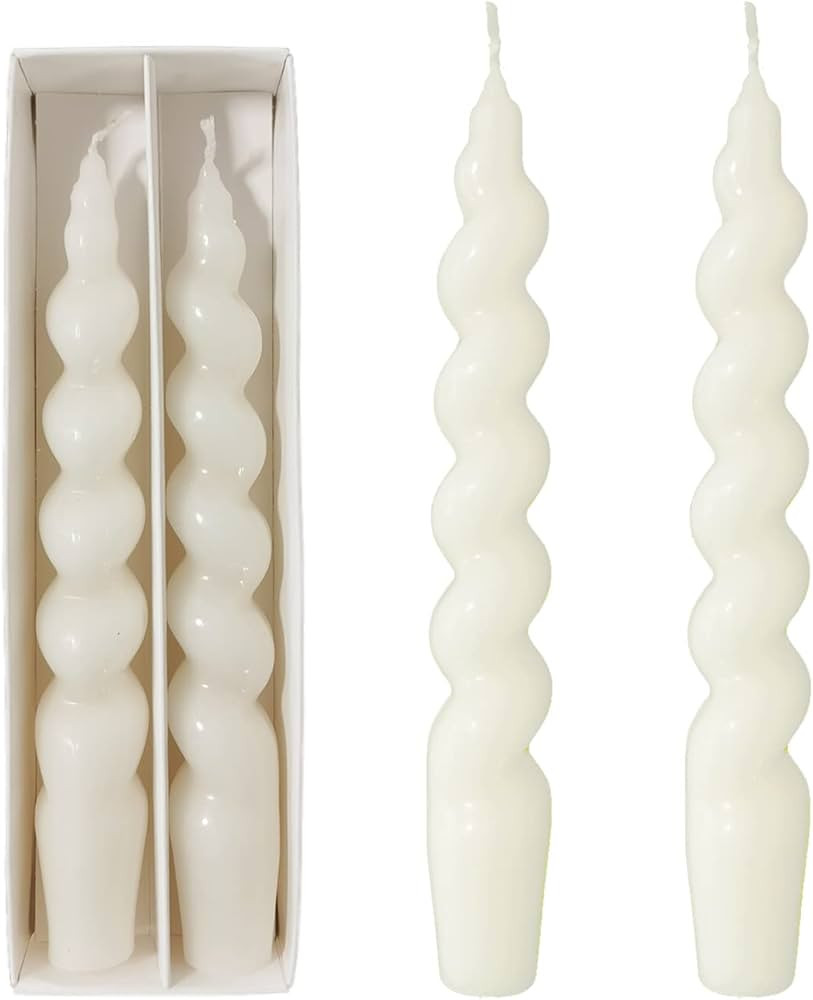 ?????? ????? ??????? Stick Curve Unscented White Dinner Candle Twisted Candlesticks Ideal for Weddin | Amazon (US)