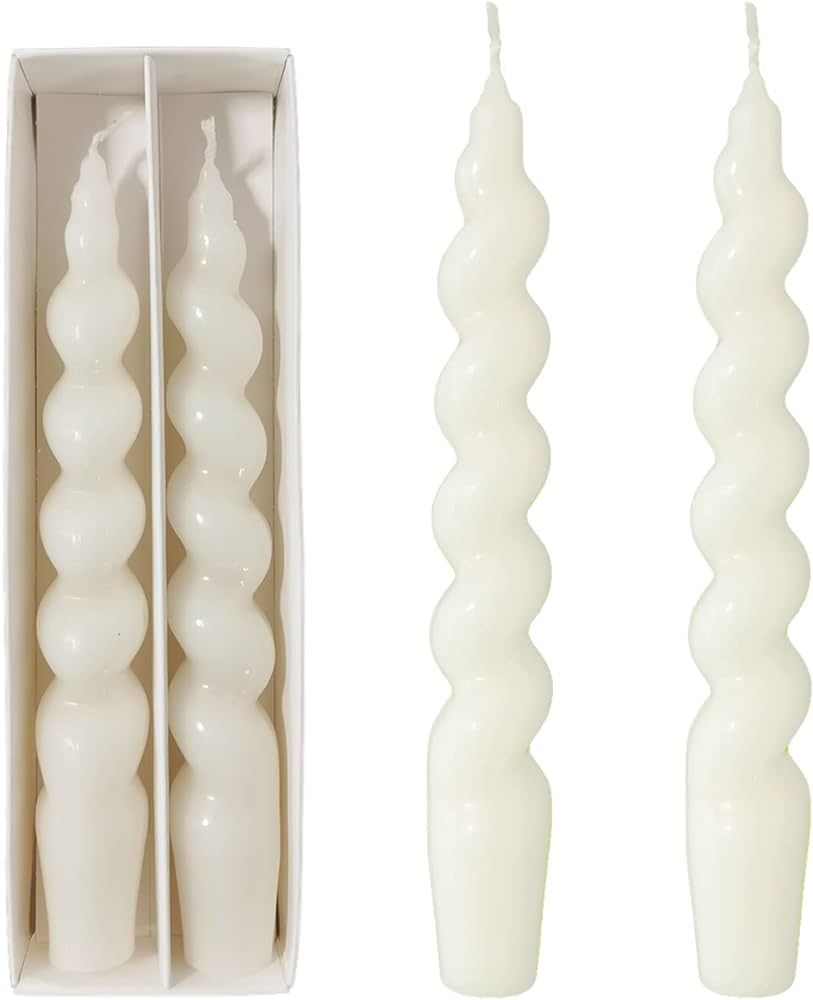 ?????? ????? ??????? Stick Curve Unscented White Dinner Candle Twisted Candlesticks Ideal for Weddin | Amazon (US)
