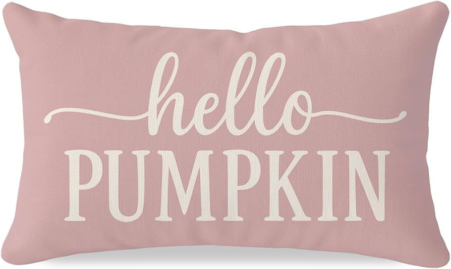 PANDICORN Hello Pumpkin Fall Throw Pillow Covers 12x20, Blush Pink | Amazon (US)
