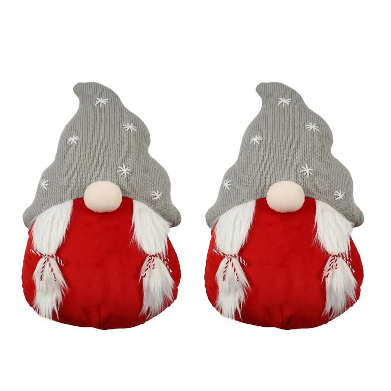 Holiday Time 14inch Gray Hat Gnome Shaped Christmas Decorative Pillow Set, 2 Count per Pack | Walmart (US)