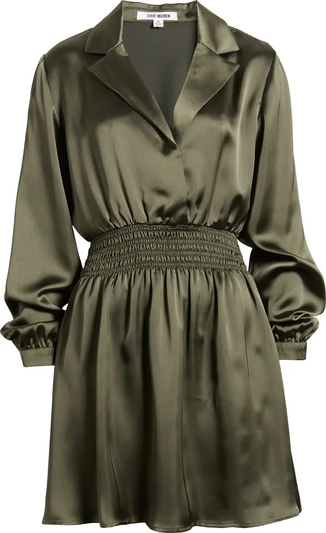 Steve Madden Long Sleeve Satin Mini Shirtdress | Nordstrom | Nordstrom