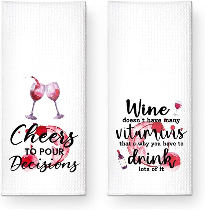 Cheers to Pour Decisions Funny Kitchen Towels 2 Pack, Sweet New House Gift for The Hostess, Chris... | Amazon (US)