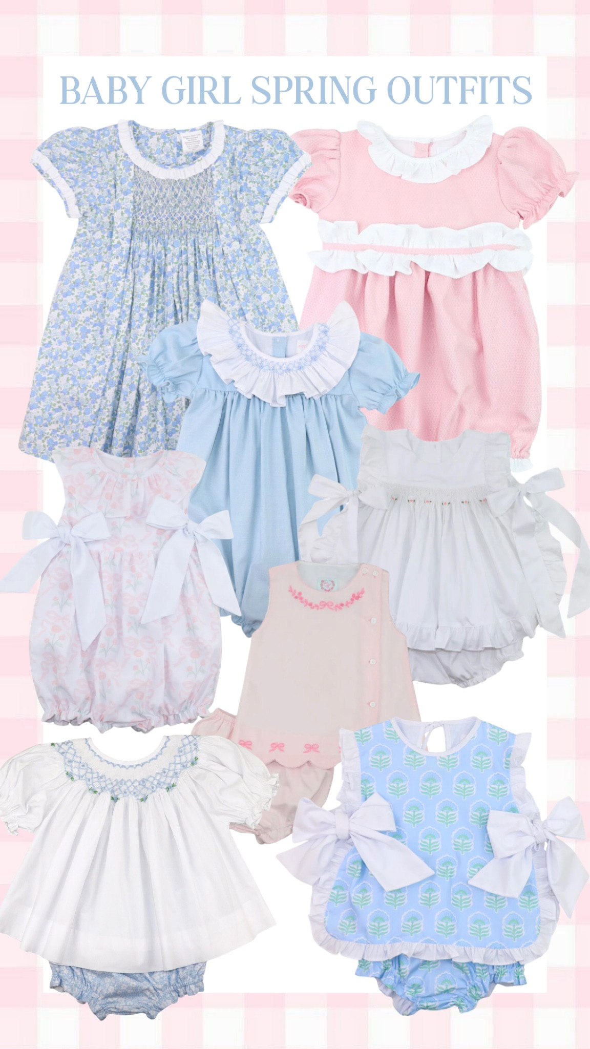 I gathered a bunch of super cute spring outfits for baby girls and little girls💗 These outfits are perfect for the warmer months ahead—think sweet prints, florals, bows, and adorable detailing🎀🌸 Whether you’re looking for something casual for playtime or a dressy outfit for special occasions, these pieces are a must-have for any little one’s wardrobe! ✨

#SpringStyle #LittleGirlFashion #BabyGirls #AdorableOutfits #SweetDetails #FloralFashion #SpringWardrobe #StylishKids #CuteAndComfy #easter #easteroutfit #baby #babyclothes #babygirl #kid #kidclothes #littlegirl #littlegirlclothes #girlclothes 

#LTKKids #LTKFindsUnder50 #LTKBaby