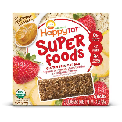 HappyTot Super Foods Oat Bar Banana Strawberry & Sunflower Butter - 5ct/4.4oz | Target