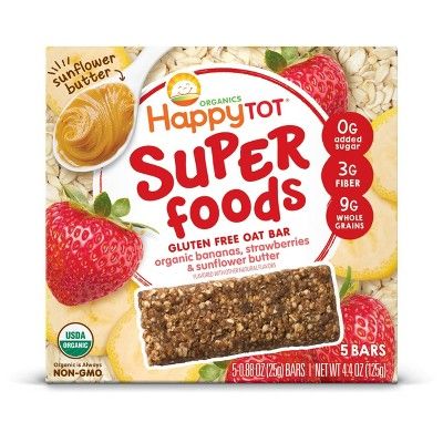HappyTot Super Foods Oat Bar Banana Strawberry & Sunflower Butter - 5ct/4.4oz | Target