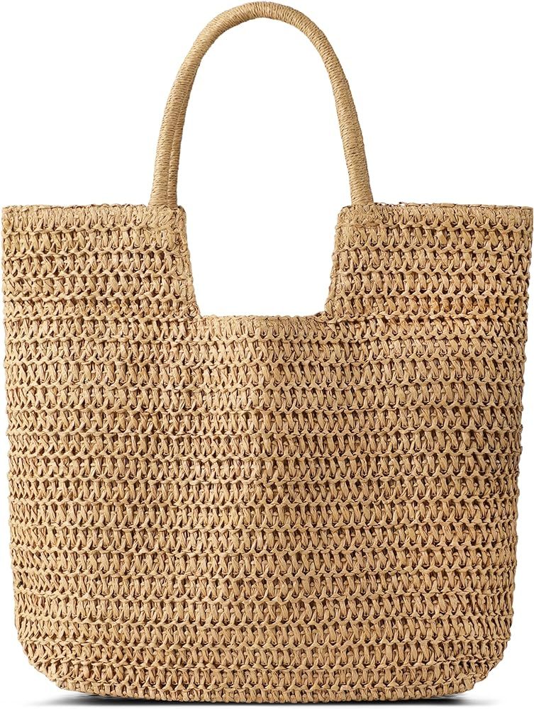 TOBEHIGHER Straw Beach Bags for Women - Summer Woven Tote Bag Shoulder Handbags, Large Beach Bag ... | Amazon (US)