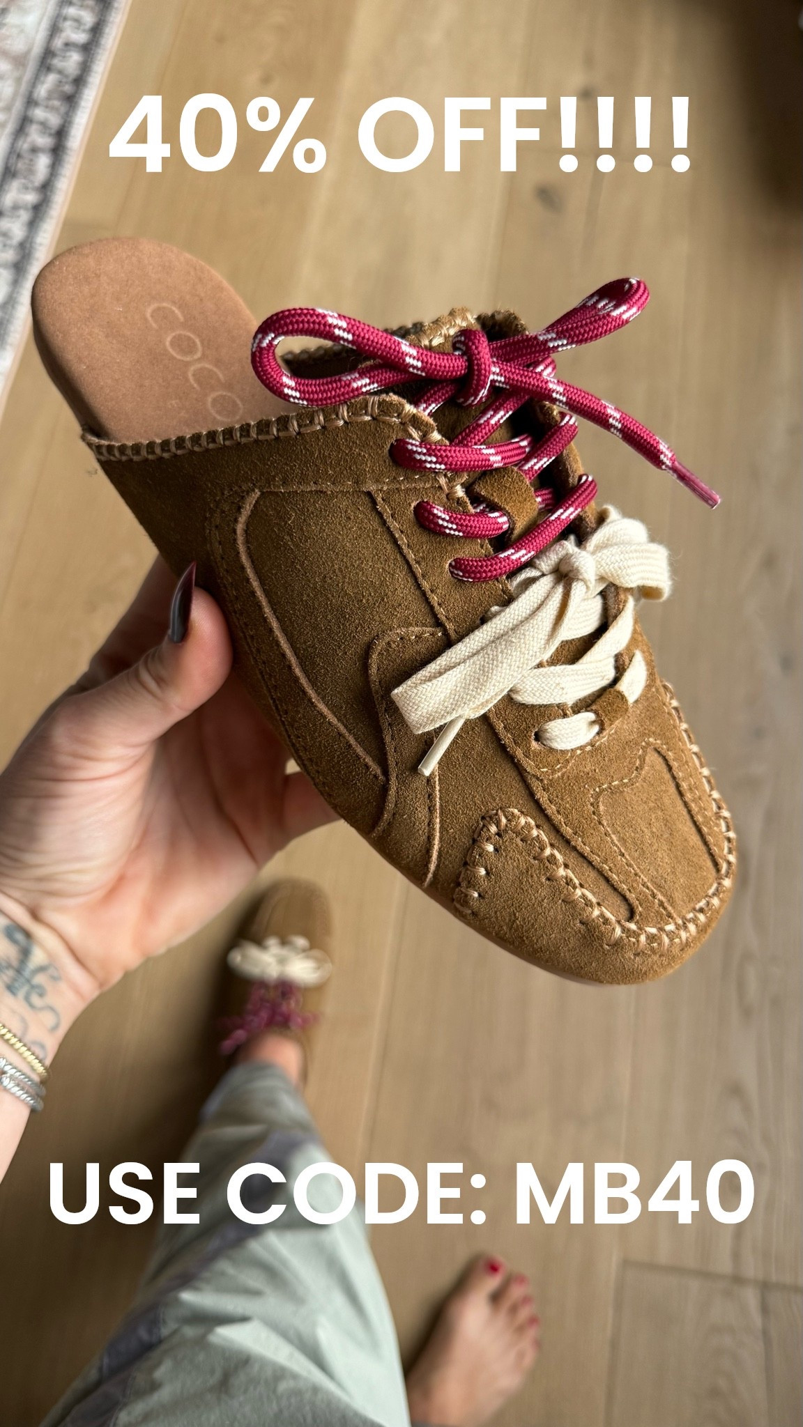 40% off my comfy mules with code: MB40 
CODE IS GOOD SITEWIDE AT @VICI !!!!