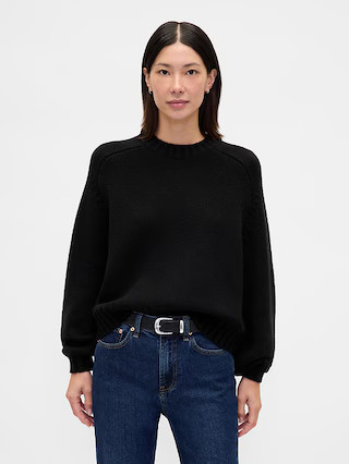 Cotton-Blend Relaxed Crewneck Sweater | Gap (US)