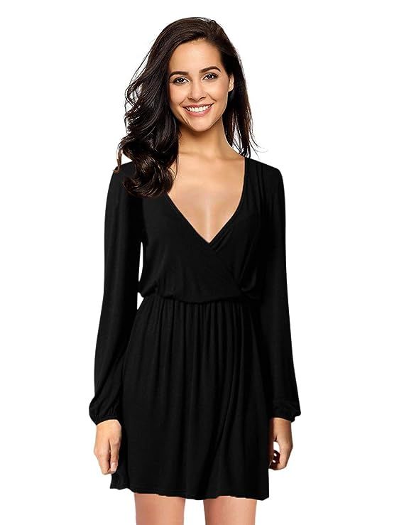 Leadingstar Women's V-Neck A-Line Party Casual Dress | Amazon (US)