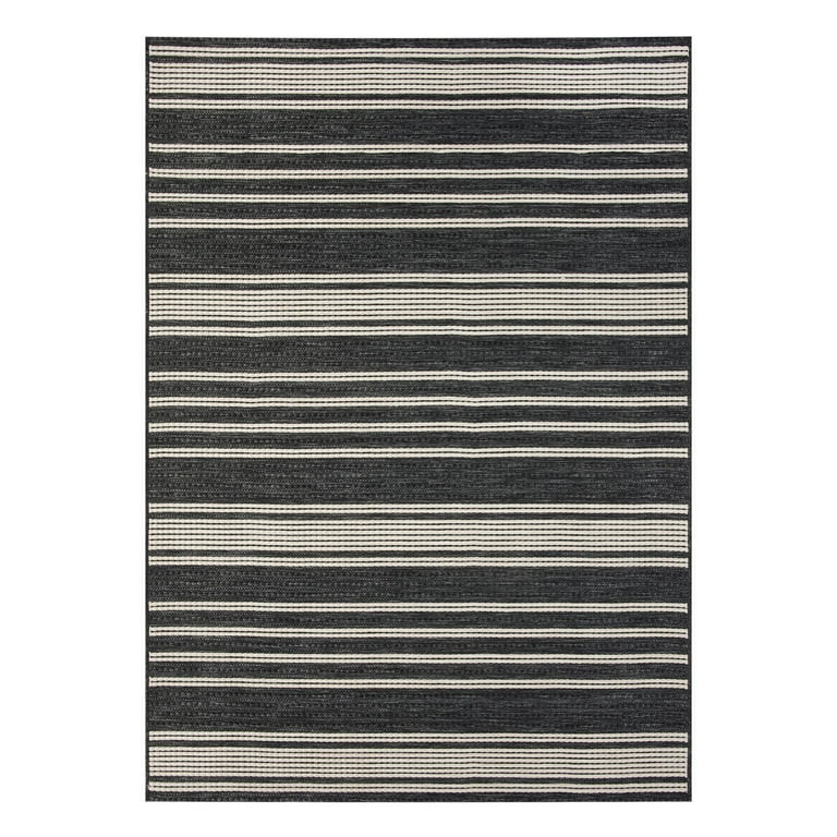 Better Homes & Gardens Black & White Stripe 5' x 7' Outdoor Rug - Polypropylene/Polyester | Walmart (US)