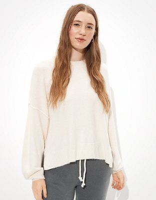AE Dreamspun Balloon Sleeve Crew Neck Sweater | American Eagle Outfitters (US & CA)