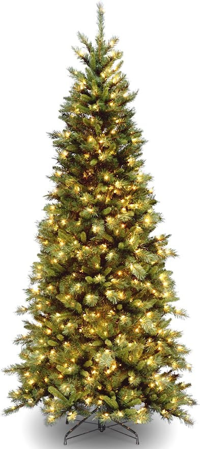 National Tree Company Pre-Lit Artificial Slim Christmas Tree, Green, Tiffany Fir, White Lights, I... | Amazon (US)