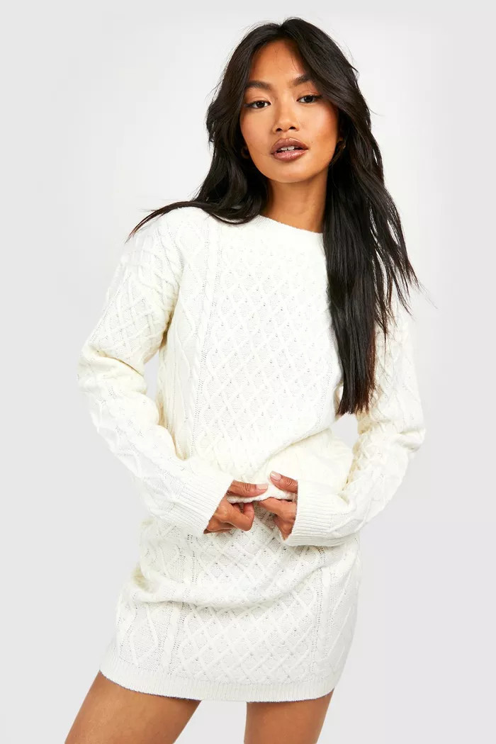 Cable Sweater And Mini Skirt Knitted Two-Piece | boohoo (US & Canada)