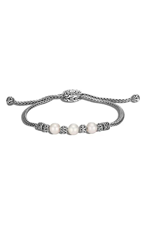 John Hardy Classic Chain Pearl Pull Through Bracelet in Silver at Nordstrom, Size Medium | Nordstrom