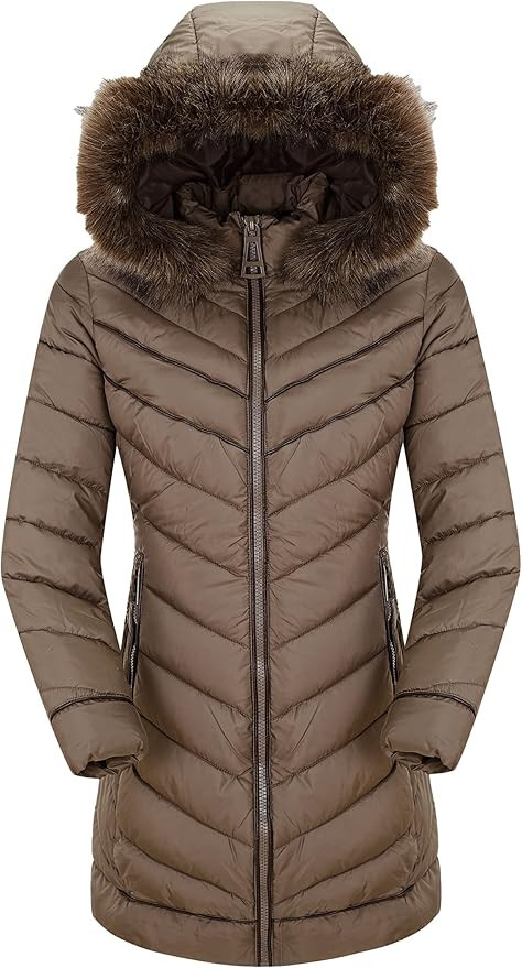 Bellivera Puffer Jacket Women,Lightweight Padding Bubble Hooded Coat with Fur Collar Warmth Outer... | Amazon (US)