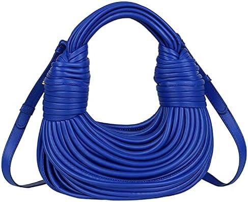 OpalLai Hand-Woven Bread Women's Messenger Bag Creative Noodles Underarm Bag Handbag Blue | Amazon (US)