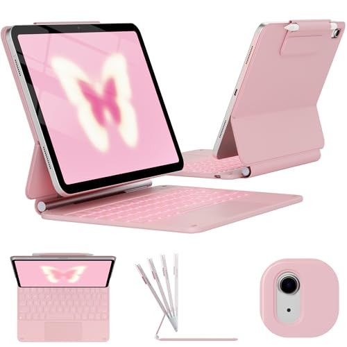 typecase Edge Keyboard Case for iPad 11th Gen A16 (2025) & 10th Gen 10.9" (2022) – Multi-Touch Trackpad, 11-Color Backlit Magic-Style Keyboard – Floating Magnetic Stand, Pencil Holder – Light Pink | Amazon (US)