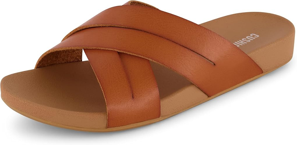 CUSHIONAIRE Women's Jackie cross band footbed slide sandal +Comfort Foam | Amazon (US)
