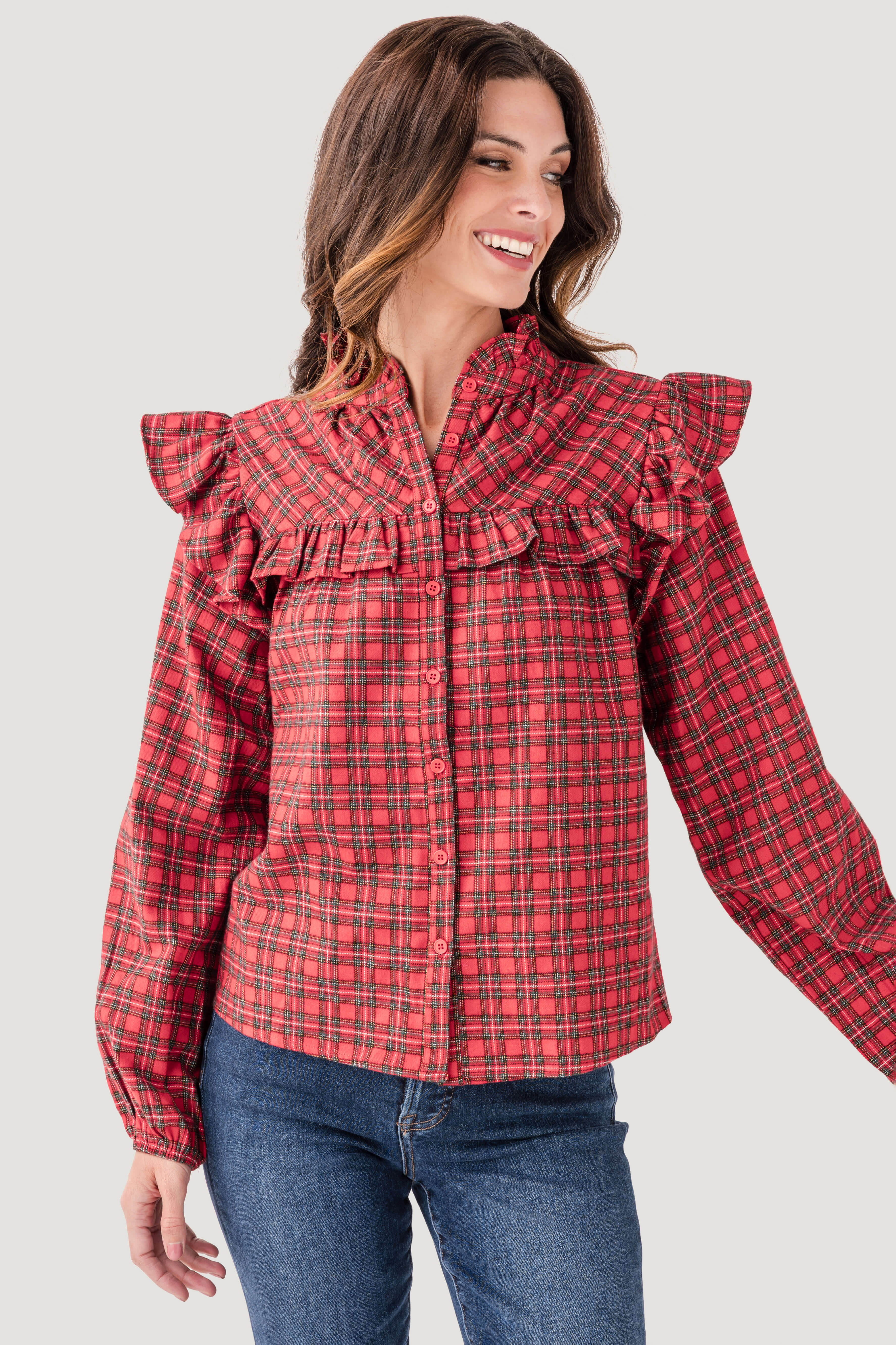 Fate Plaid Ruffle Top | Social Threads