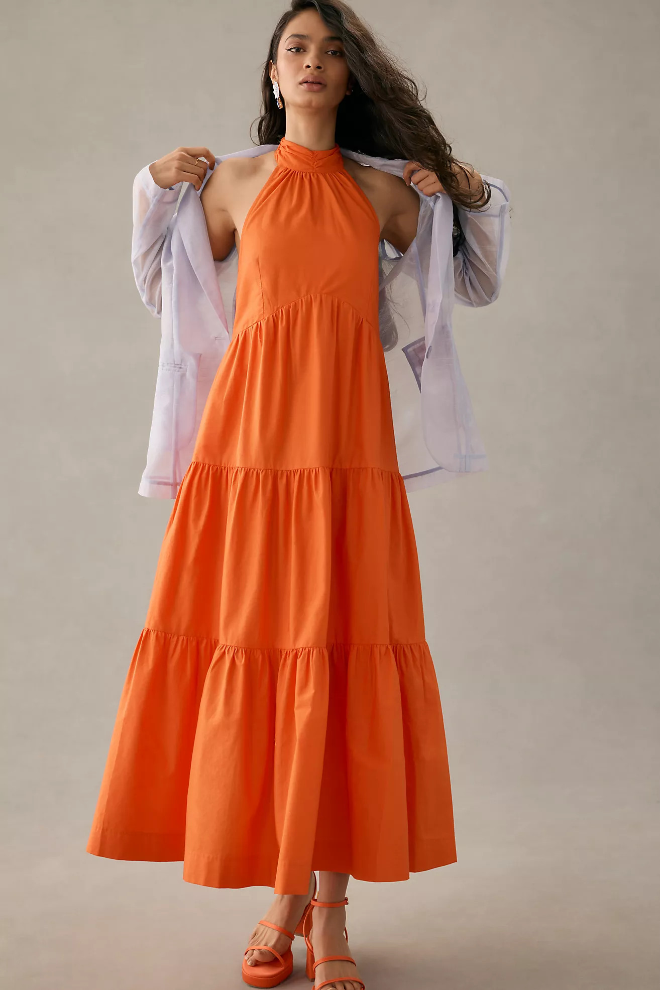 Maeve Tiered Halter Midi Dress | Anthropologie (US)