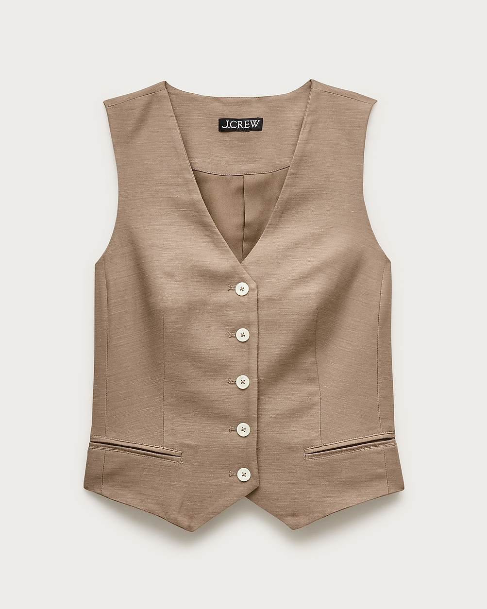 Shrunken V-neck vest top in Gramercy linen blend | J. Crew US