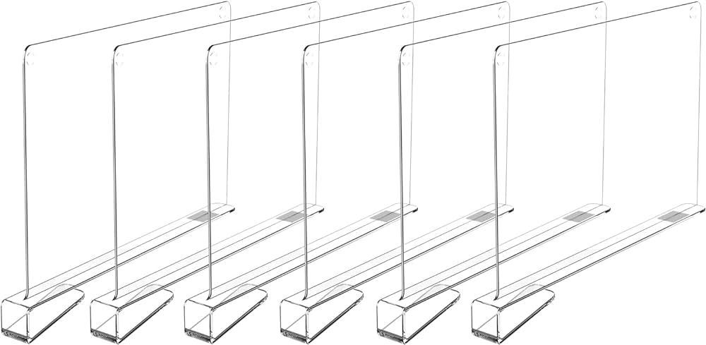 Famyards 6 Pack Clear Shelf Dividers for Organization, Acrylic Closet Shelf Vertical Shelves Orga... | Amazon (US)