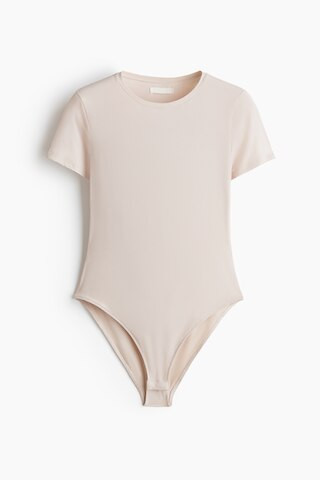 H & M - Short-Sleeved Microfiber Bodysuit - Brown | H&M (US + CA)