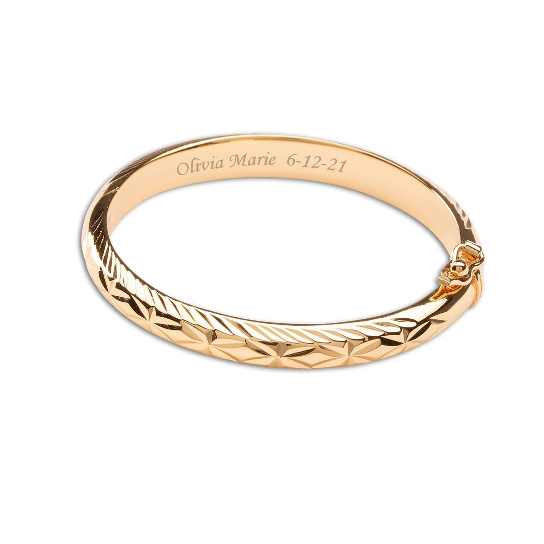 Personalized Gift 14K Gold-plated Bangle Bracelet With - Etsy | Etsy (US)