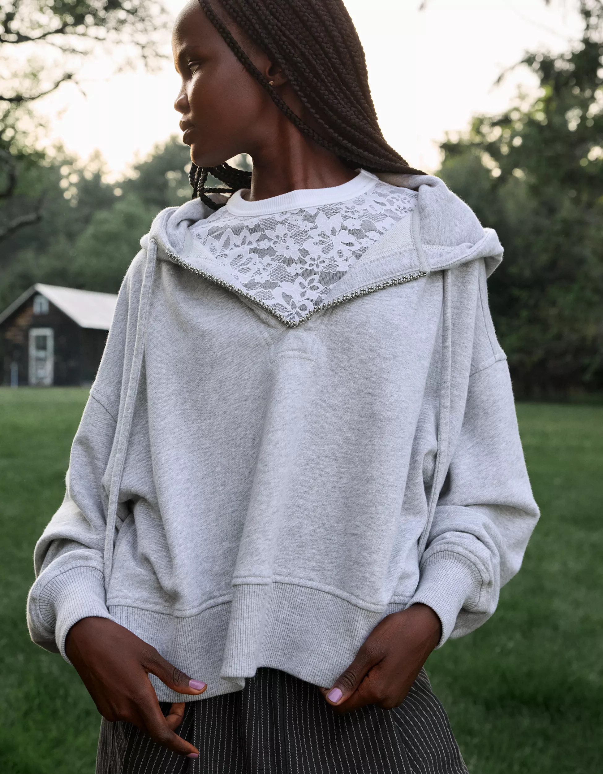 Aerie Essential Lace Layering T-Shirt | Aerie