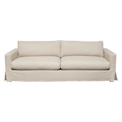 94" Linen Square Arm Slipcovered Sofa with Reversible Cushions | Wayfair North America