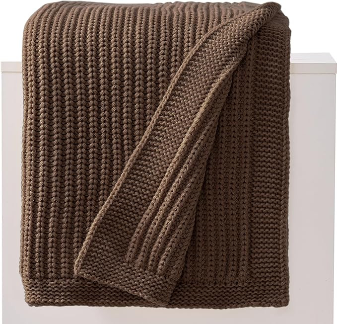 Dark Brown Chunky Knit Throw Blanket 50"x60" - Soft Cozy Thick Knitted Blanket for Couch Sofa Bed... | Amazon (US)