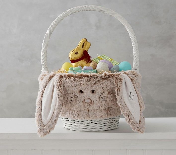 Long Ear Fur Bunny Easter Basket Liners | Pottery Barn Kids