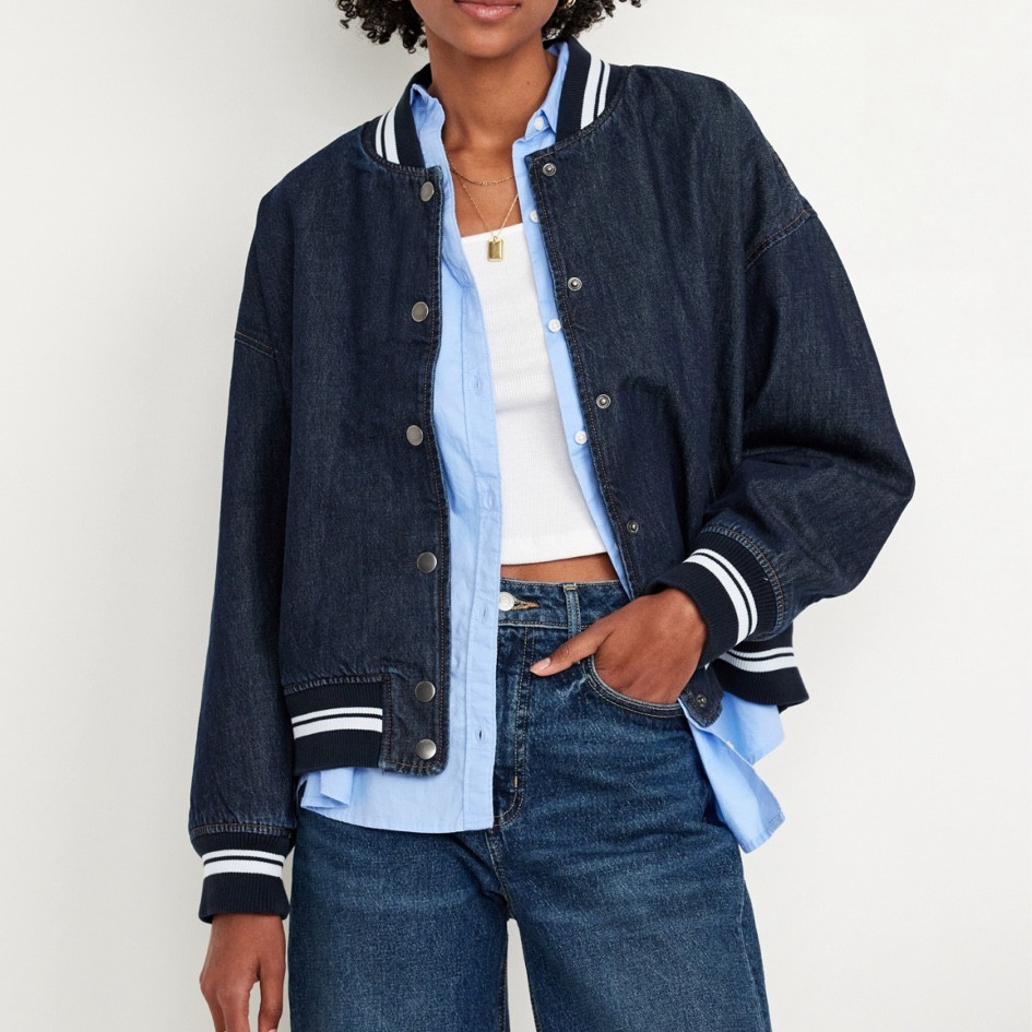Denim fall bomber  jacket! Plus size friendly denim jacket. Plus size denim. Denim bomber jacket Plus size denim trench coat. On sale right now for 40% off! 

#LTKxNSale #LTKStyleTip #LTKMidsize