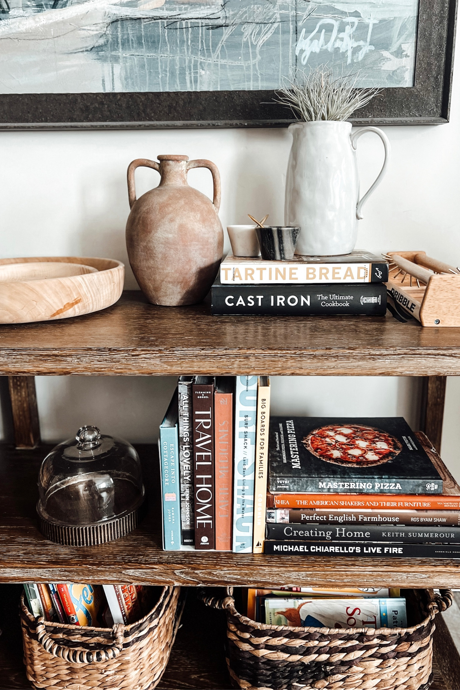 Making the credenza work smarter, not harder … everything from cookbooks, to kids reading books, to grocery produce, lives in these shelves 🙌🏼 #homedecor #kitchen #livingroom #bookshelf #storage 

#LTKfamily #LTKhome #LTKstyletip