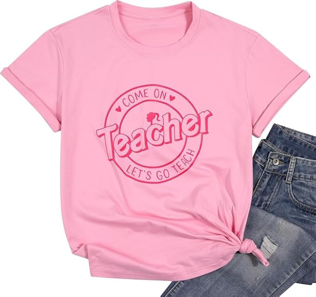 Teacher Life Tee Back to School Teacher Gift Casual Short Sleeve Tops Multi | Amazon (US)