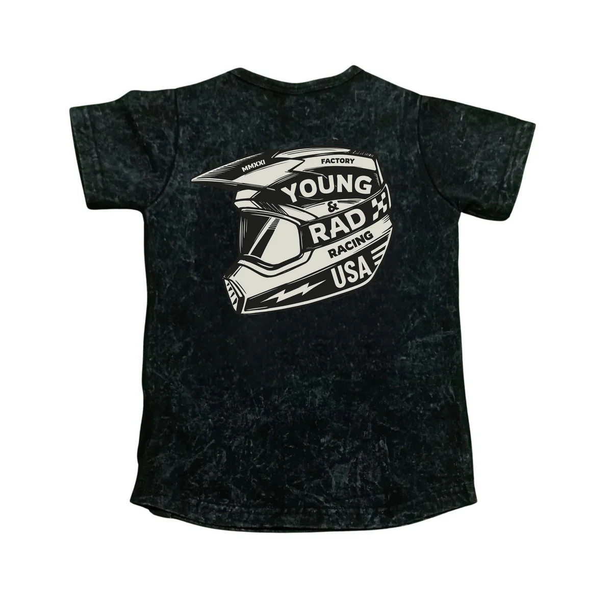 FACTORY RACING BLACK ACID WASH TEE | Young and Rad