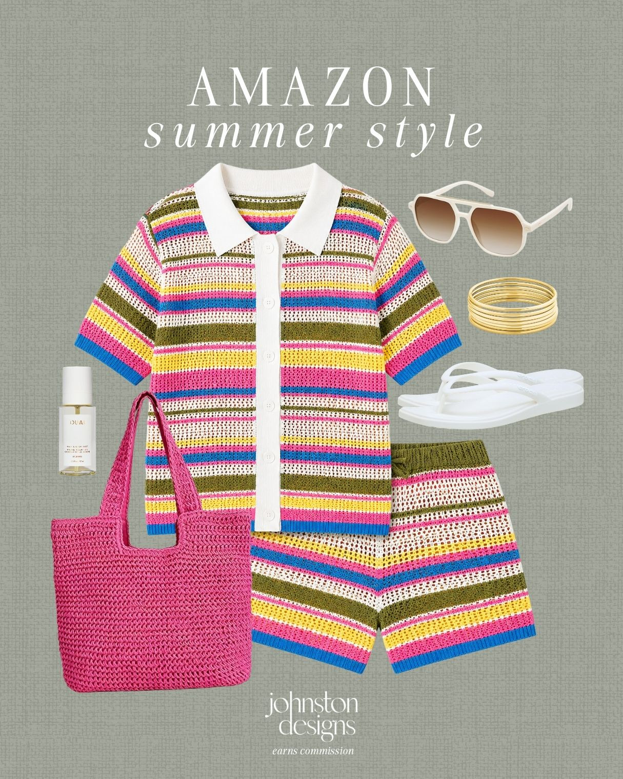 Amazon summer style with a colorful crochet matching set, pink woven tote and easy warm weather accessories. 💕

Amazon summer matching set, crochet two piece outfit, striped knit set, colorful shorts set, pink woven tote, white flip flops, white sunglasses, gold bangle bracelet, casual summer style, vacation outfit idea, beach day outfit, warm weather look, affordable Amazon fashion, comfy summer outfit 

 #LTKootd #LTKSeasonal #LTKTravel