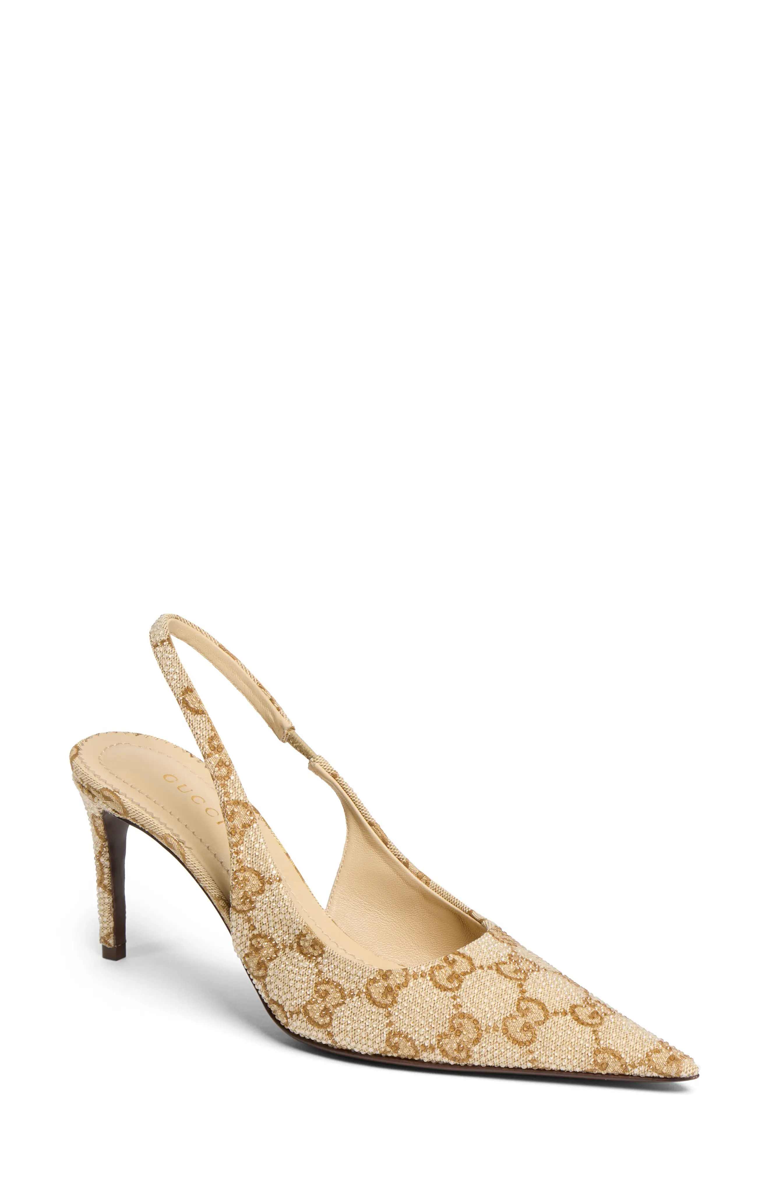 Gucci Donna GG Canvas Pointed Toe Slingback Pump (Women) | Nordstrom | Nordstrom