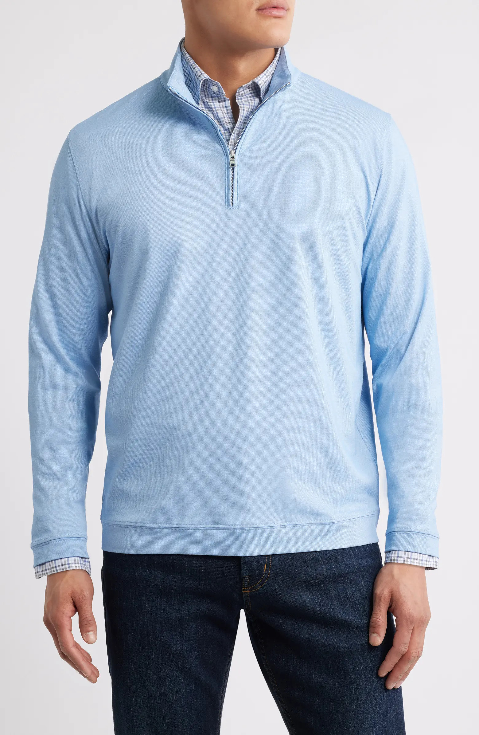 Pima Cotton & Modal Blend Piqué Quarter Zip Pullover | Nordstrom