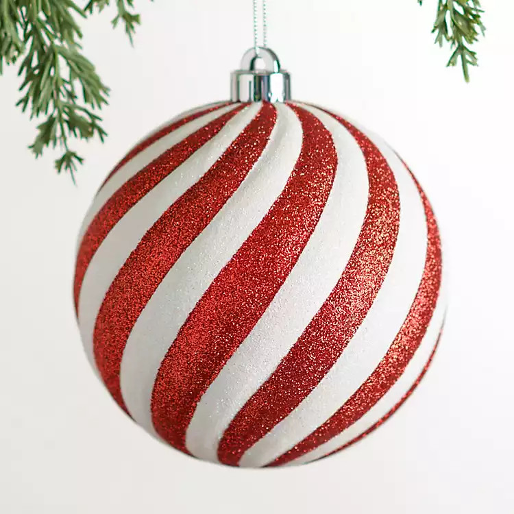 Candy Cane Stripe Ball Christmas Ornament, 6 in. | Kirklands Home | Kirklands