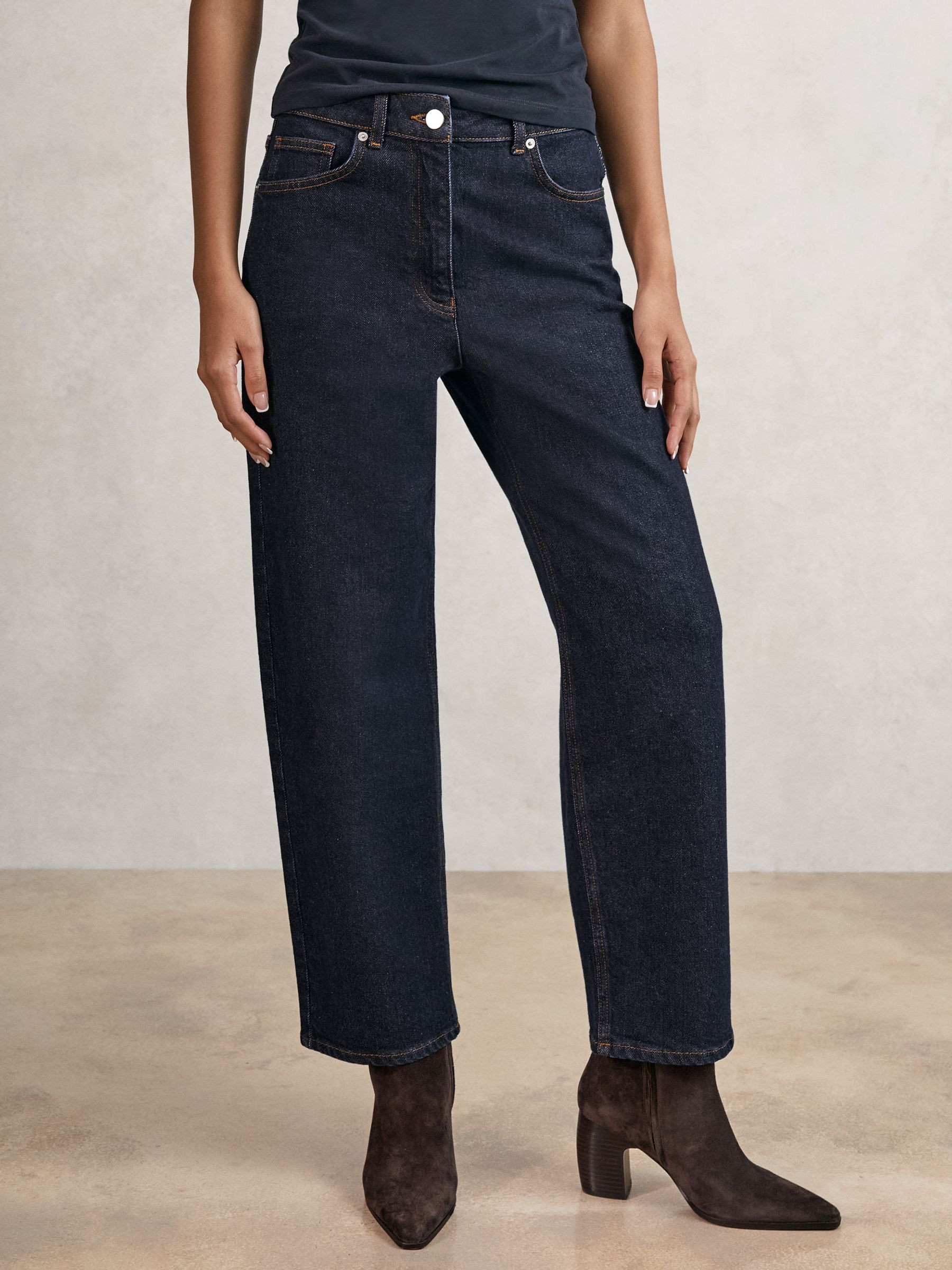 Mid-Rise Straight-Leg Jeans in Dark Blue | Reiss US
