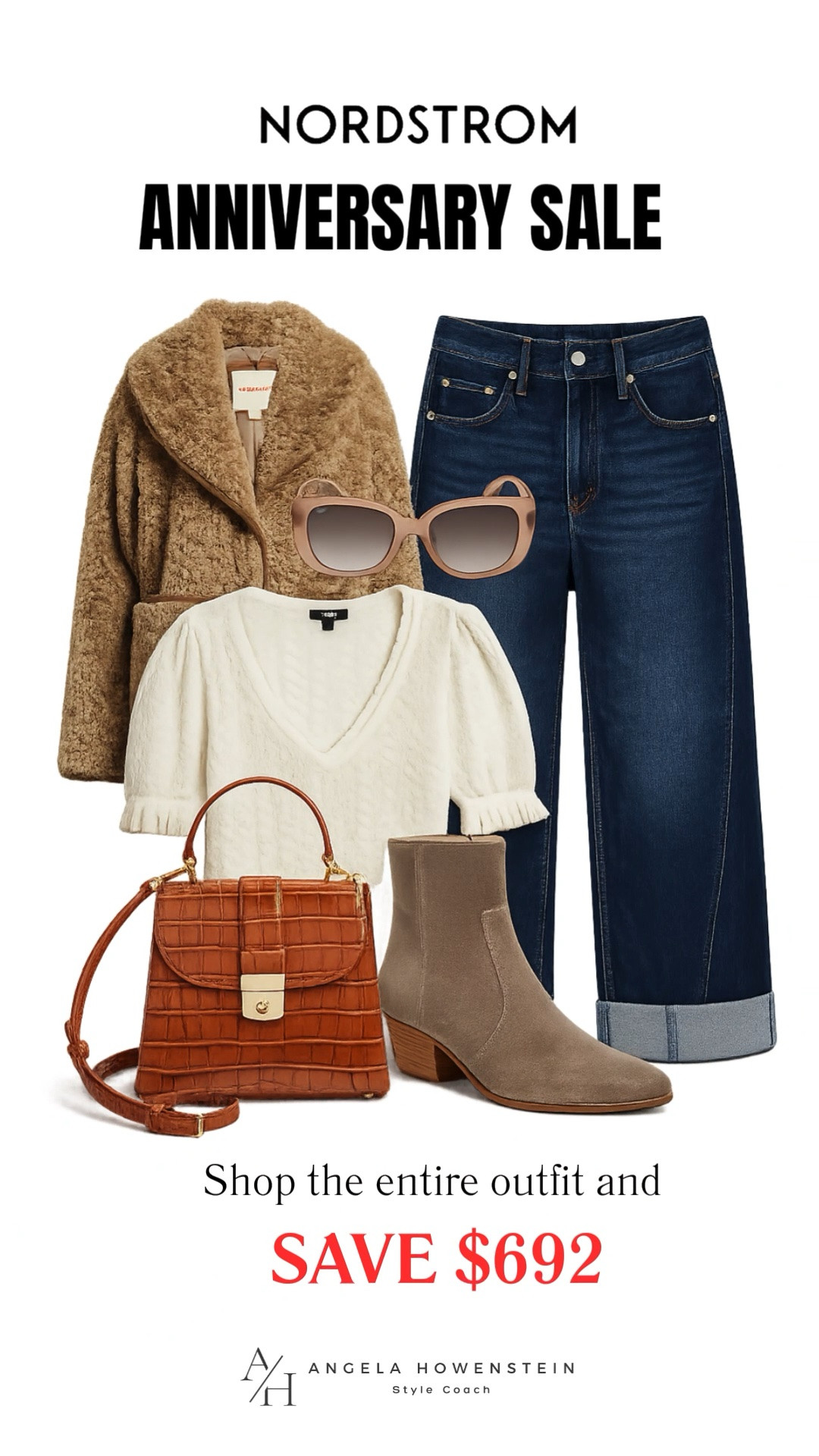 This cozy fall outfit checks every box! A plush teddy coat, soft knit sweater, cuffed denim, suede booties, and a structured handbag create an effortless look you'll wear on repeat, and shopping the full outfit saves $692 during the Nordstrom Anniversary Sale.

👩‍💻 LTK PRO TIPS
❤️ Heart = Support my posts ;-)
🔖 Save = Get restock alerts for the pieces you love!
📋 Lists = Keep favorites organized (List ideas: Nordstrom Sale, Fall Outfit Ideas, Capsule Wardrobe!)
📲 Share = Send lists and products to a friend (or your daughters like me).
💬 Comment = Ask me anything, and I'll answer. ;-)

#LTKootd #LTKOver40 #LTKSaleAlert