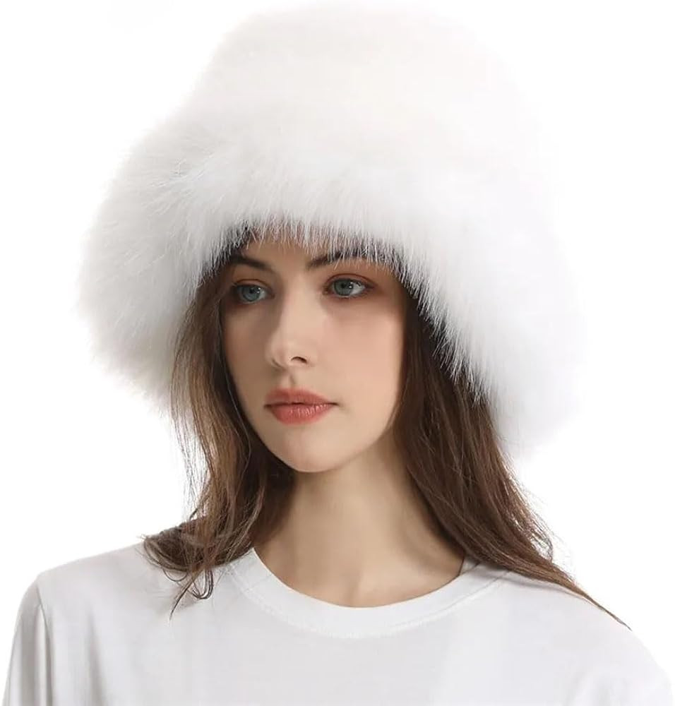 Big Super Fluffy Cossack Style Thick Fuax Fur Bucket hat - Winter Fur Bucket Hats | Amazon (UK)
