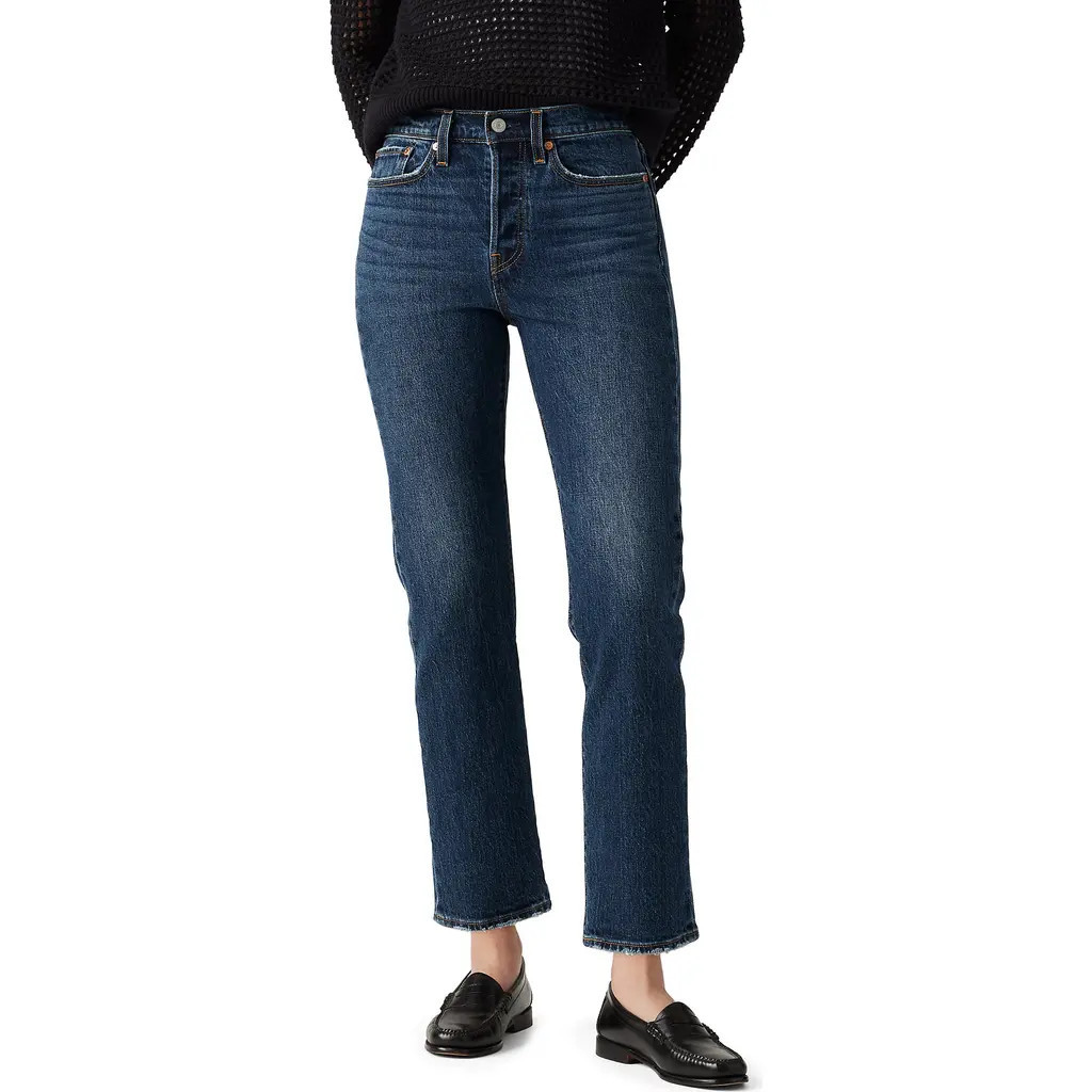 levi's Wedgie High Waist Crop Straight Leg Jeans in Indifferent Indigo at Nordstrom, Size 23 X 28 | Nordstrom